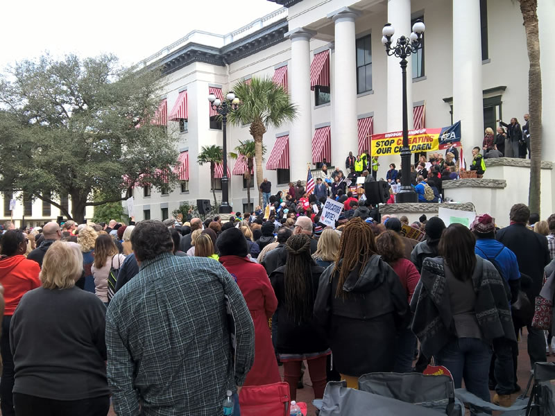 Large crowd of people at enough is enough rally