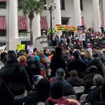 Large crowd of people rallying