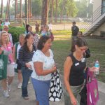 People lining up for school supplies